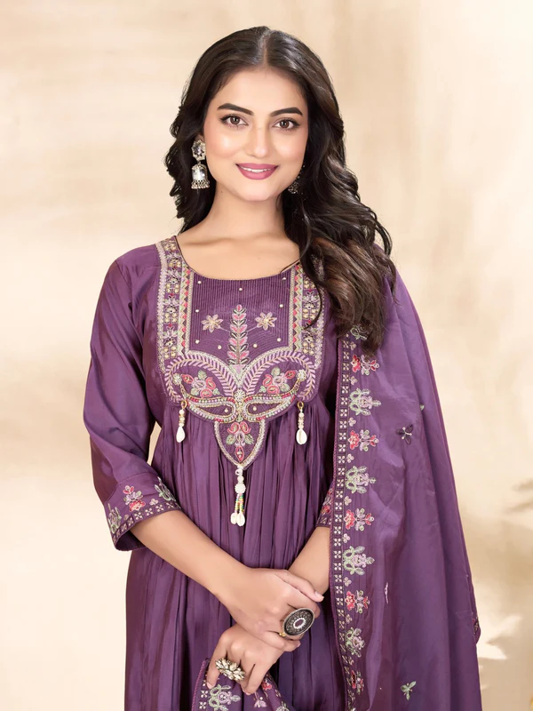 DIVA 136 Lavender in Viscose Roman Silk Embroidery Work & Hand Work Salwar Suit . Best Price ₹2099. Delivery 4-6 Working Days. Shop now. | Jump Suits, Salwar suit, Casual Suits, Creative suits, Designer Suits, Palazzo Suits, Party Wear Suits, Patiala Suits, Straight Suits