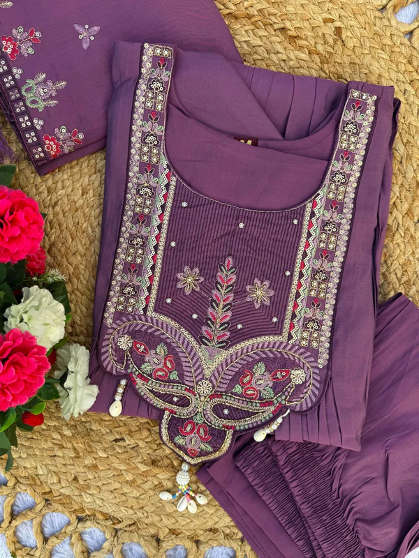DIVA 136 Lavender in Viscose Roman Silk Embroidery Work & Hand Work Salwar Suit . Best Price ₹2099. Delivery 4-6 Working Days. Shop now. | Jump Suits, Salwar suit, Casual Suits, Creative suits, Designer Suits, Palazzo Suits, Party Wear Suits, Patiala Suits, Straight Suits