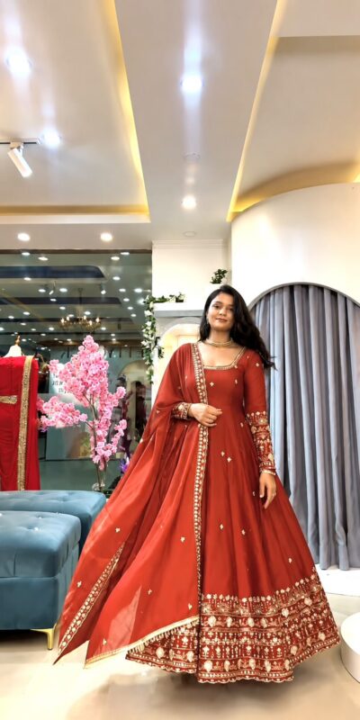 SSR 544 Red Color in Crunchy Silk Embroidery Work & Lace Work Gown . Special Price ₹2399. Delivery 4-6 Working Days. Shop now. | Gowns, Bollywood Gowns, Creative Gowns, Designer Gowns, Embroidered Gowns, Party Wear Gowns