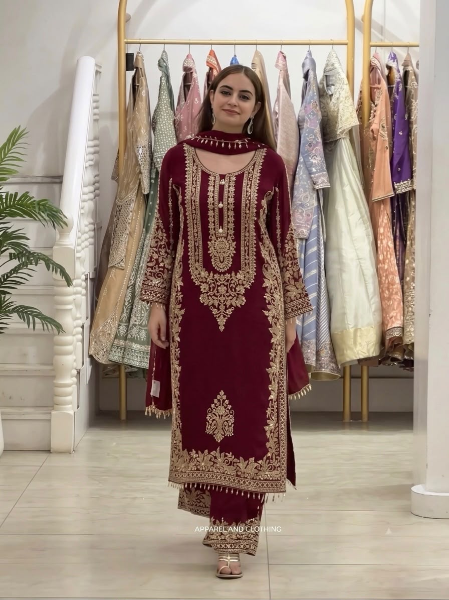 SR 1716 Maroon Colour Faux Georgette Salwar Suit with Lace Work. Introductory Price ₹2449. Delivery 4-6 Working Days. Shop now. | Jump Suits, Salwar suit, Casual Suits, Creative suits, Designer Suits, Palazzo Suits, Party Wear Suits, Patiala Suits, Straight Suits
