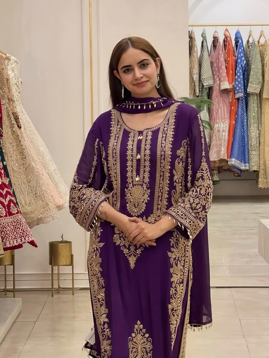 SR 1716 Purple Colour Faux Georgette Salwar Suit with Lace Work. Introductory Price ₹2449. Delivery 4-6 Working Days. Shop now. | Jump Suits, Salwar suit, Casual Suits, Creative suits, Designer Suits, Palazzo Suits, Party Wear Suits, Patiala Suits, Straight Suits
