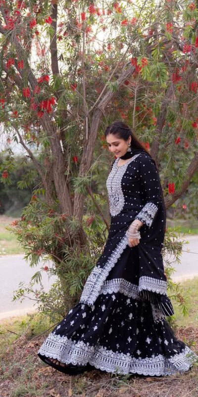ZB 5064 Black Faux Georgette Salwar Suit with Embroidery Work. Available at ₹2049 only. Delivery 4-6 Working Days. Shop now. | Jump Suits, Salwar suit, Casual Suits, Creative suits, Designer Suits, Palazzo Suits, Party Wear Suits, Patiala Suits, Straight Suits