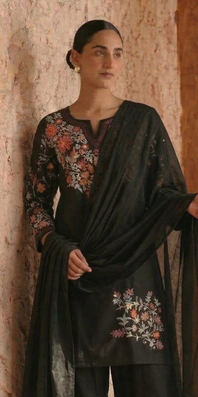 ND 5058 Black | Black Roman Silk Salwar Suit with Embroidery Work. Grab it for ₹2099. Delivery 4-6 Working Days. Shop now. | Jump Suits, Salwar suit, Casual Suits, Creative suits, Designer Suits, Palazzo Suits, Party Wear Suits, Patiala Suits, Straight Suits