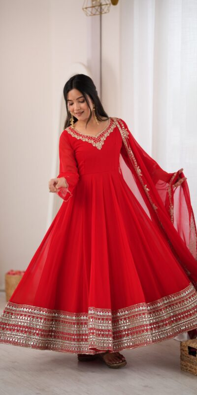 SSR 549 Red Fox Perfect for Wedding, Party, Durga Puja, Diwali, Anniversary –Georgette Gown. Now at just ₹2449. Delivery 4-6 Working Days. Shop now. | Gowns, Bollywood Gowns, Creative Gowns, Designer Gowns, Embroidered Gowns, Party Wear Gowns