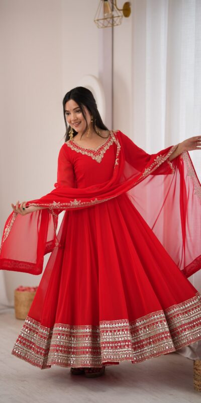 SSR 549 Red Fox Perfect for Wedding, Party, Durga Puja, Diwali, Anniversary –Georgette Gown. Now at just ₹2449. Delivery 4-6 Working Days. Shop now. | Gowns, Bollywood Gowns, Creative Gowns, Designer Gowns, Embroidered Gowns, Party Wear Gowns