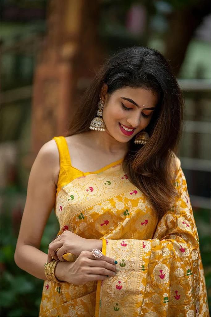 KP 6080 Yellow Soft Lichi Silk Saree with Lace Work & Lace Border. Introductory Price ₹1649. Delivery 4-6 Working Days. Shop now. | Sarees, Bollywood Sarees, Creative Sarees, Designer Sarees, Embroidered Sarees, Ethnic Saree, Modern Digital sarees, Party Wear Sarees