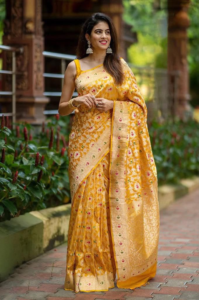 KP 6080 Yellow Soft Lichi Silk Saree with Lace Work & Lace Border. Introductory Price ₹1649. Delivery 4-6 Working Days. Shop now. | Sarees, Bollywood Sarees, Creative Sarees, Designer Sarees, Embroidered Sarees, Ethnic Saree, Modern Digital sarees, Party Wear Sarees