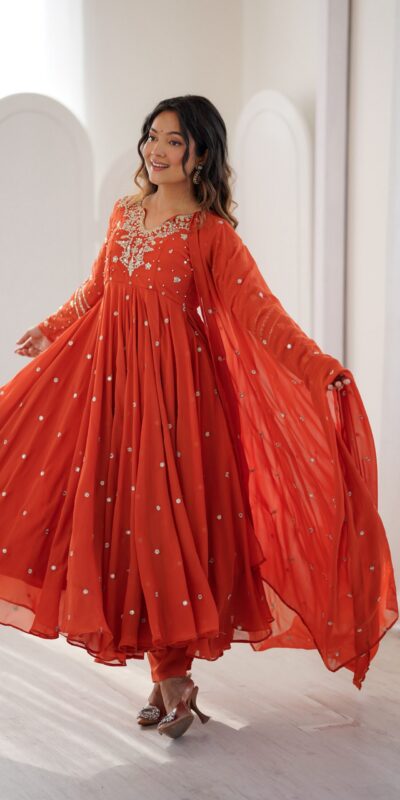 JF 056 Orange Faux Georgette Salwar Suit with Mirror Work & Embroidery Work. Get it for ₹2349. Delivery 4-6 Working Days. Shop now. | Jump Suits, Salwar suit, Casual Suits, Creative suits, Designer Suits, Palazzo Suits, Party Wear Suits, Patiala Suits, Straight Suits