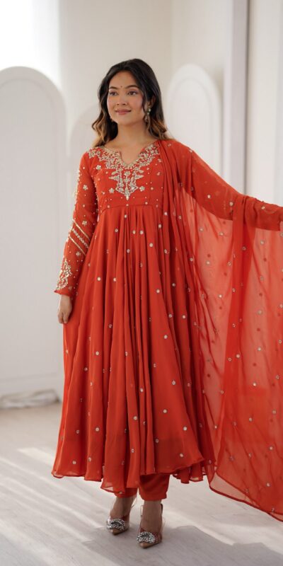JF 056 Orange Faux Georgette Salwar Suit with Mirror Work & Embroidery Work. Get it for ₹2349. Delivery 4-6 Working Days. Shop now. | Jump Suits, Salwar suit, Casual Suits, Creative suits, Designer Suits, Palazzo Suits, Party Wear Suits, Patiala Suits, Straight Suits