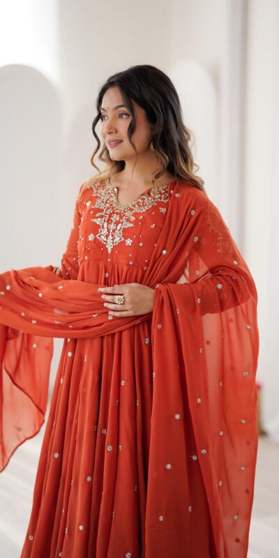 JF 056 Orange Faux Georgette Salwar Suit with Mirror Work & Embroidery Work. Get it for ₹2349. Delivery 4-6 Working Days. Shop now. | Jump Suits, Salwar suit, Casual Suits, Creative suits, Designer Suits, Palazzo Suits, Party Wear Suits, Patiala Suits, Straight Suits