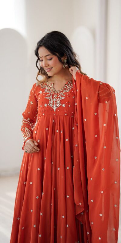 JF 056 Orange Faux Georgette Salwar Suit with Mirror Work & Embroidery Work. Get it for ₹2349. Delivery 4-6 Working Days. Shop now. | Jump Suits, Salwar suit, Casual Suits, Creative suits, Designer Suits, Palazzo Suits, Party Wear Suits, Patiala Suits, Straight Suits