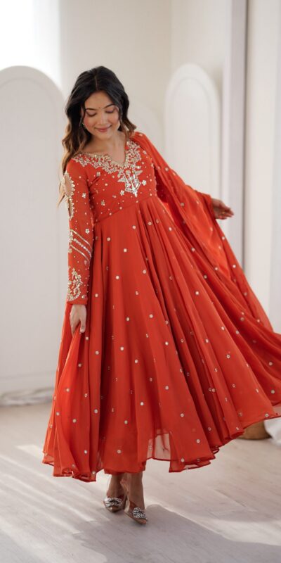 JF 056 Orange Faux Georgette Salwar Suit with Mirror Work & Embroidery Work. Get it for ₹2349. Delivery 4-6 Working Days. Shop now. | Jump Suits, Salwar suit, Casual Suits, Creative suits, Designer Suits, Palazzo Suits, Party Wear Suits, Patiala Suits, Straight Suits