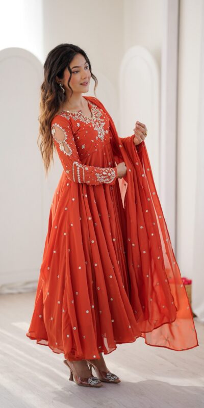 JF 056 Orange Faux Georgette Salwar Suit with Mirror Work & Embroidery Work. Get it for ₹2349. Delivery 4-6 Working Days. Shop now. | Jump Suits, Salwar suit, Casual Suits, Creative suits, Designer Suits, Palazzo Suits, Party Wear Suits, Patiala Suits, Straight Suits