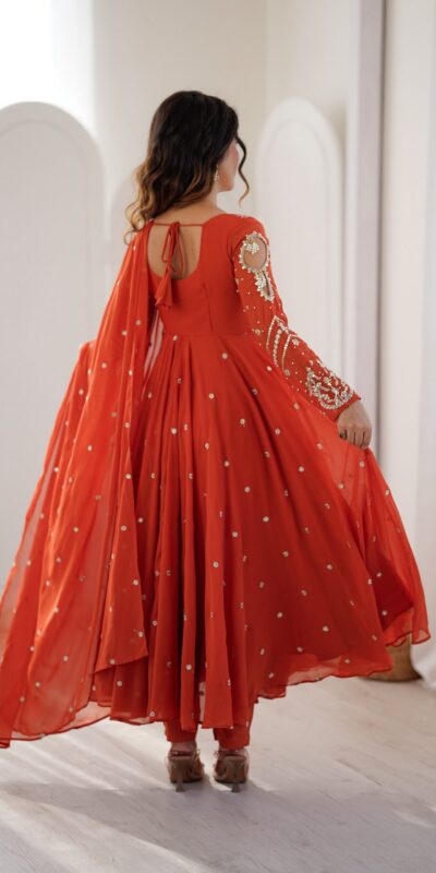 JF 056 Orange Faux Georgette Salwar Suit with Mirror Work & Embroidery Work. Get it for ₹2349. Delivery 4-6 Working Days. Shop now. | Jump Suits, Salwar suit, Casual Suits, Creative suits, Designer Suits, Palazzo Suits, Party Wear Suits, Patiala Suits, Straight Suits