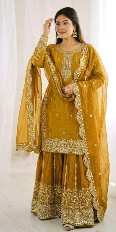 ZSR 3167 Yellow Fendy Silk Salwar Suitwith Embroidery Work & Lace Work. Now at just ₹2149. Delivery 4-6 Working Days. Shop now. | Jump Suits, Salwar suit, Casual Suits, Creative suits, Designer Suits, Palazzo Suits, Party Wear Suits, Patiala Suits, Straight Suits