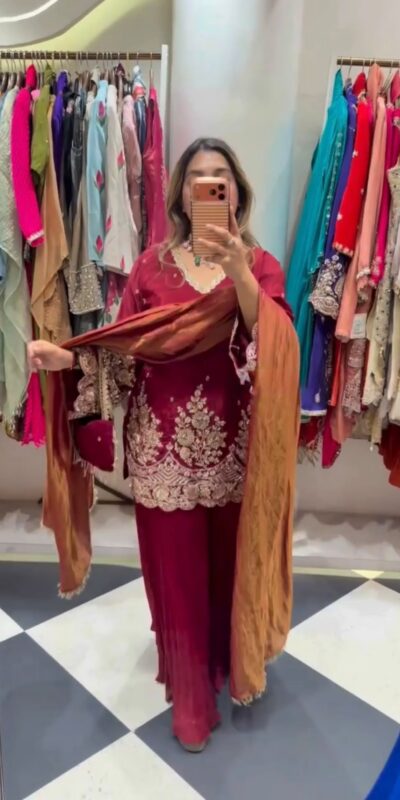 ZSR 3186 Maroon French Crep Silk Salwar Suit Perfect for Wedding, Party, Engagement, Baisakhi, Pongal – . Special Price ₹2249. Delivery 4-6 Working Days | Jump Suits, Salwar suit, Casual Suits, Creative suits, Designer Suits, Palazzo Suits, Party Wear Suits, Patiala Suits, Straight Suits