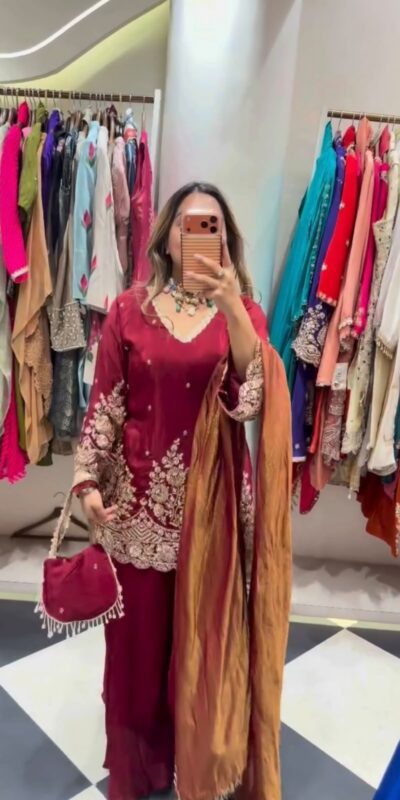 ZSR 3186 Maroon French Crep Silk Salwar Suit Perfect for Wedding, Party, Engagement, Baisakhi, Pongal – . Special Price ₹2249. Delivery 4-6 Working Days | Jump Suits, Salwar suit, Casual Suits, Creative suits, Designer Suits, Palazzo Suits, Party Wear Suits, Patiala Suits, Straight Suits