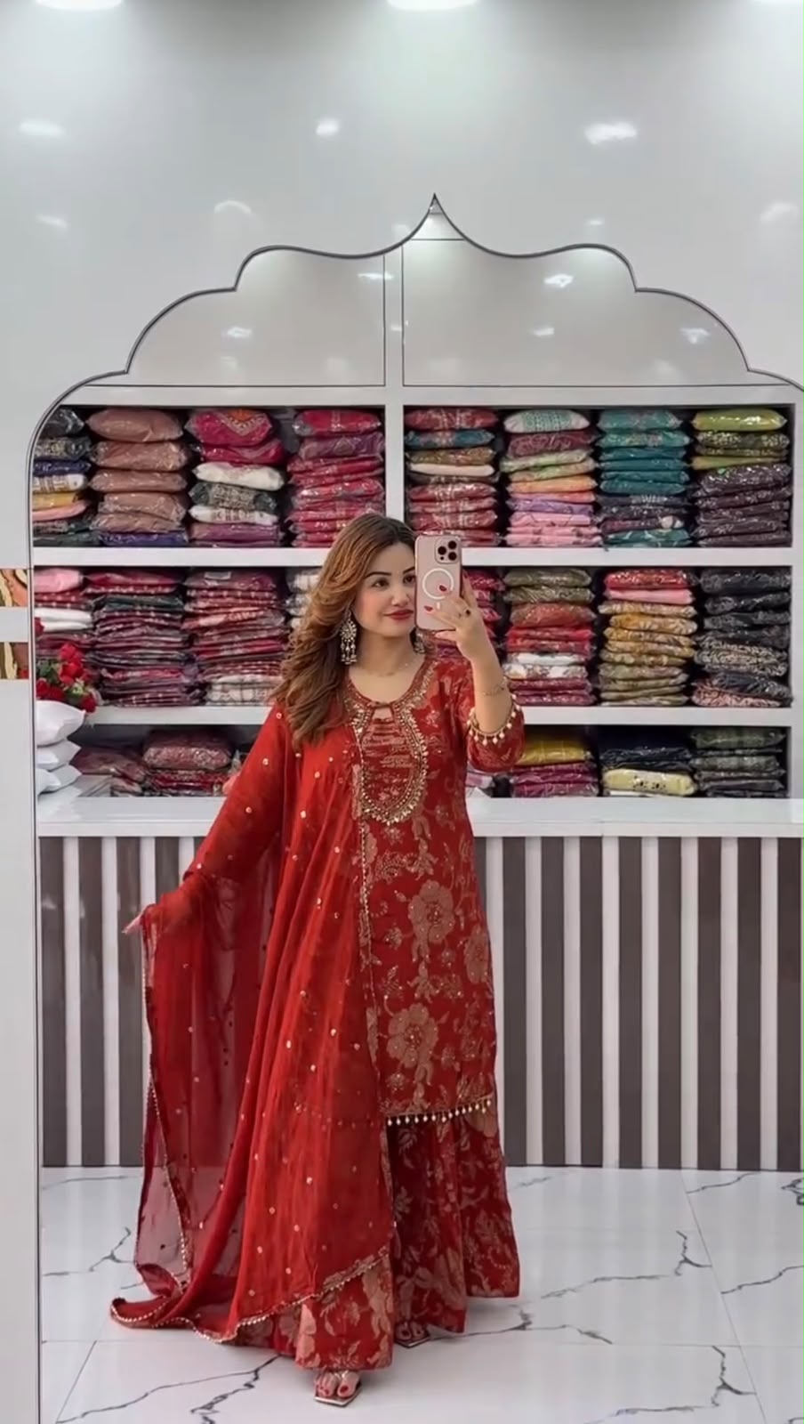 ST 1207 Red Faux Georgette Salwar Suit with Embroidery Work. Available at ₹2949 only. Delivery 4-6 Working Days. Shop now. | Jump Suits, Tops & Bottoms, Track Suits, Salwar suit, Casual Suits, Creative suits, Designer Suits, Palazzo Suits, Party Wear Suits, Patiala Suits, Straight Suits, Trendy Wear