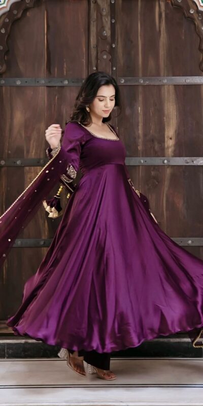 SRK 5373 Purple Upada Silk Gown Perfect for Wedding, Party, Onam, Housewarming, Durga Puja –. Grab it for ₹2199. Delivery 4-6 Working Days. Shop now. | Gowns, Bollywood Gowns, Creative Gowns, Designer Gowns, Embroidered Gowns, Party Wear Gowns
