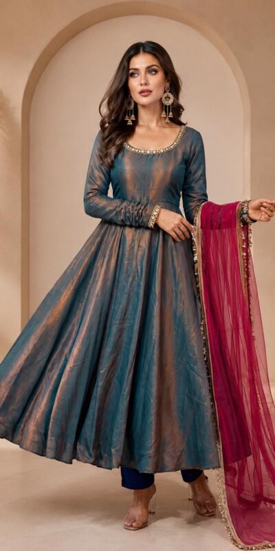 ZD 1002 Teal Fendy Silk Gown with Embroidery Work & Sequins Work. Special Price ₹2199. Delivery 4-6 Working Days. Shop now. | Gowns, Bollywood Gowns, Creative Gowns, Designer Gowns, Embroidered Gowns, Party Wear Gowns