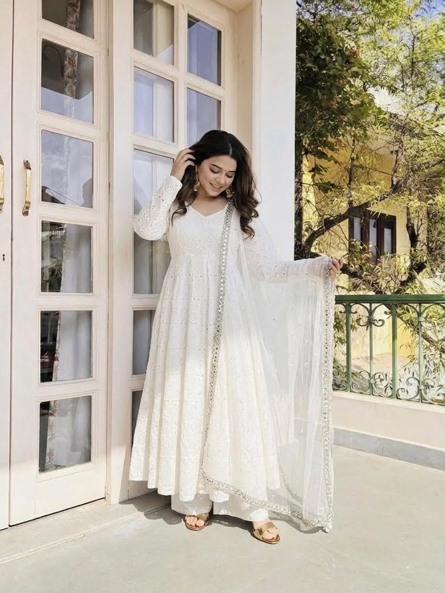 NSR 919 White Cotton Silk Digital Print & Embroidery Work Salwar Suit . Festive Deal ₹2399. Delivery 4-6 Working Days. Shop now. | Jump Suits, Salwar suit, Casual Suits, Creative suits, Designer Suits, Palazzo Suits, Party Wear Suits, Patiala Suits, Straight Suits