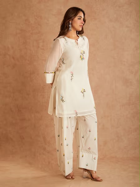 MF 513 in White Cotton Silk Digital Print & Embroidery Work Salwar Suit . Festive Deal ₹2149. Delivery 4-6 Working Days. Shop now. | Jump Suits, Salwar suit, Casual Suits, Creative suits, Designer Suits, Palazzo Suits, Party Wear Suits, Patiala Suits, Straight Suits