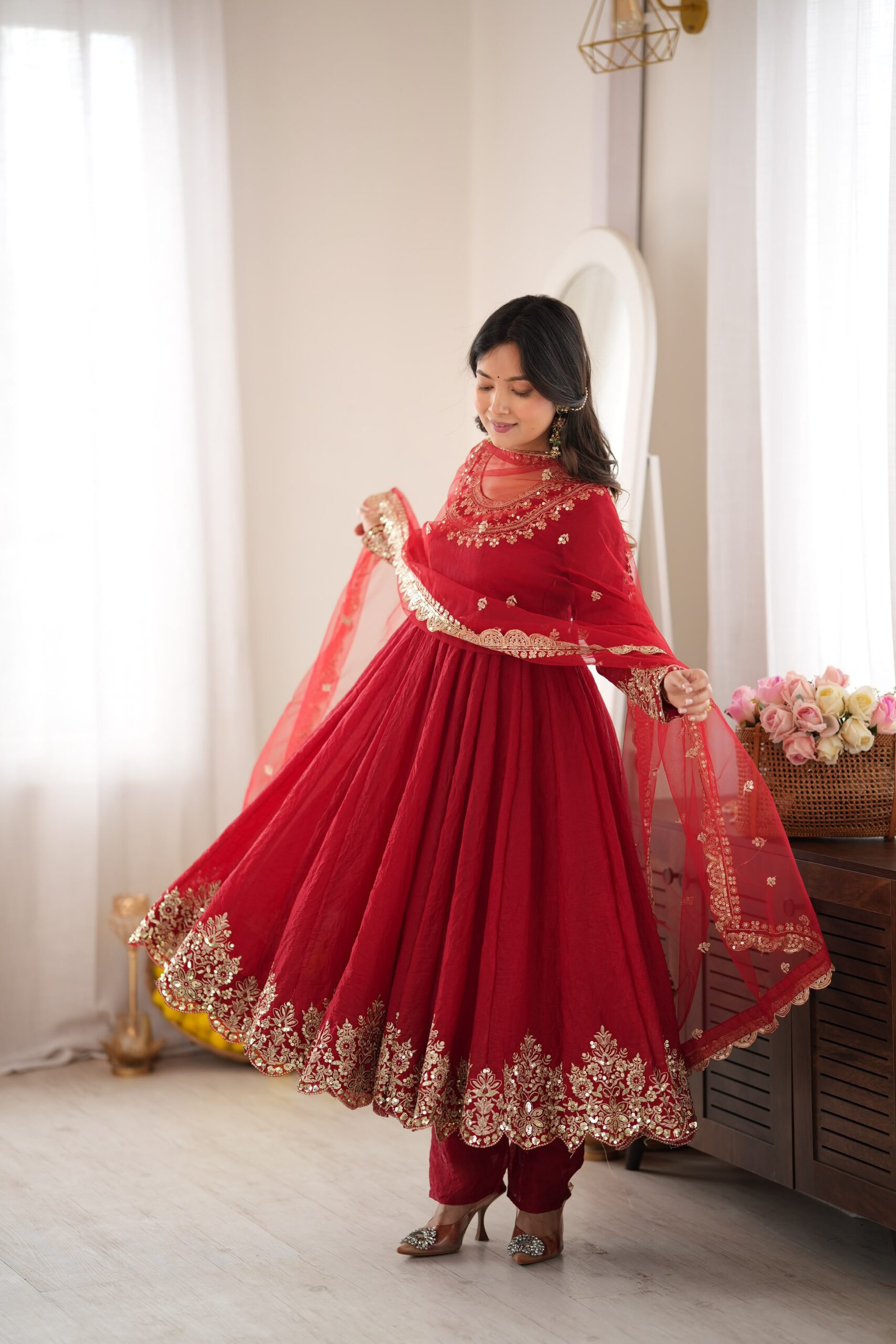 SR 1723 Maroon Doremon Crush Gown with Lace Work & Mirror Work. Exclusive Offer ₹2449. Delivery 4-6 Working Days. Shop now. | Gowns, Bollywood Gowns, Creative Gowns, Designer Gowns, Embroidered Gowns, Party Wear Gowns