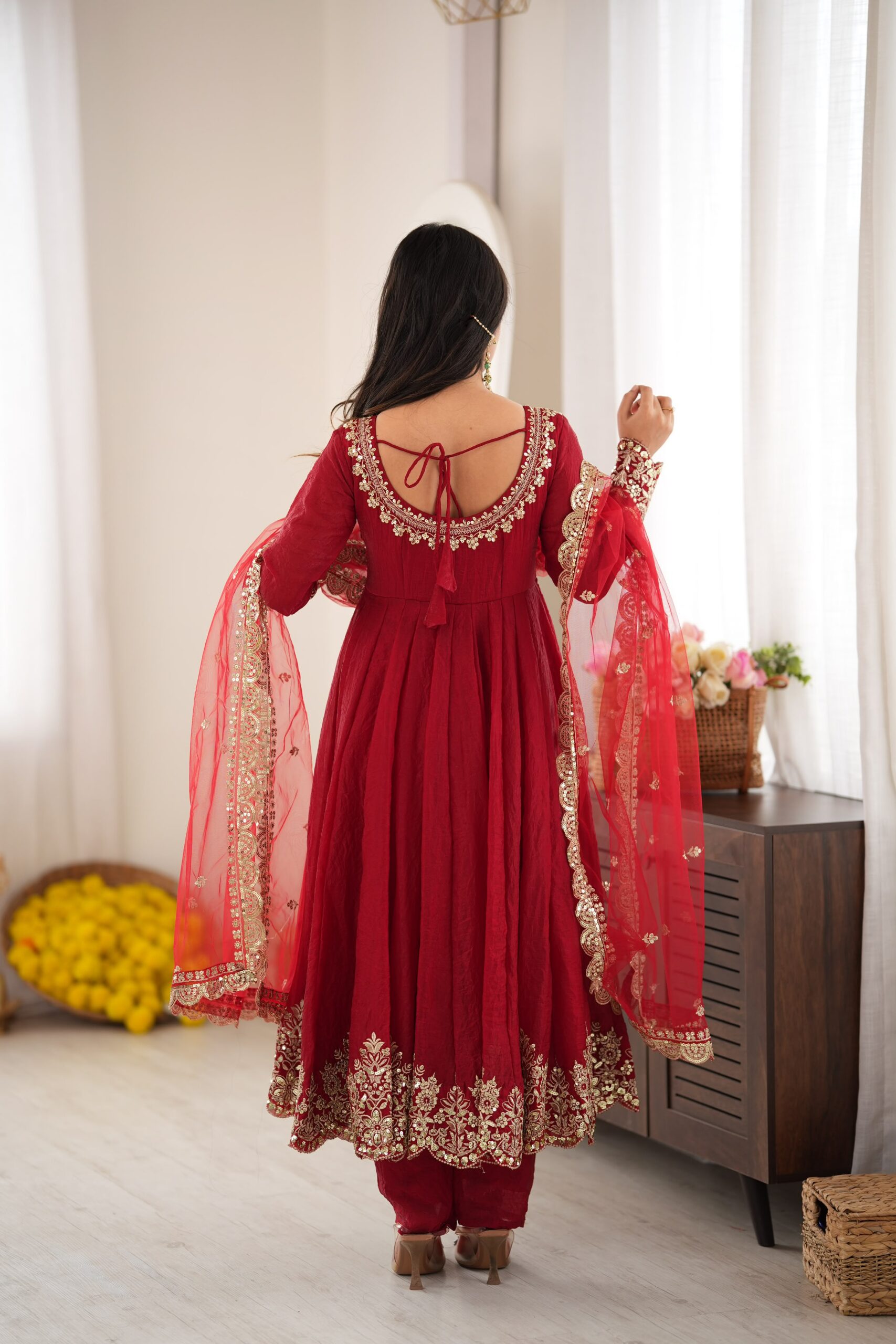 SR 1723 Maroon Doremon Crush Gown with Lace Work & Mirror Work. Exclusive Offer ₹2449. Delivery 4-6 Working Days. Shop now. | Gowns, Bollywood Gowns, Creative Gowns, Designer Gowns, Embroidered Gowns, Party Wear Gowns