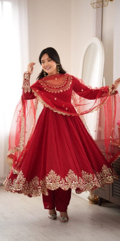 SR 1723 Maroon Doremon Crush Gown with Lace Work & Mirror Work. Exclusive Offer ₹2449. Delivery 4-6 Working Days. Shop now. | Gowns, Bollywood Gowns, Creative Gowns, Designer Gowns, Embroidered Gowns, Party Wear Gowns
