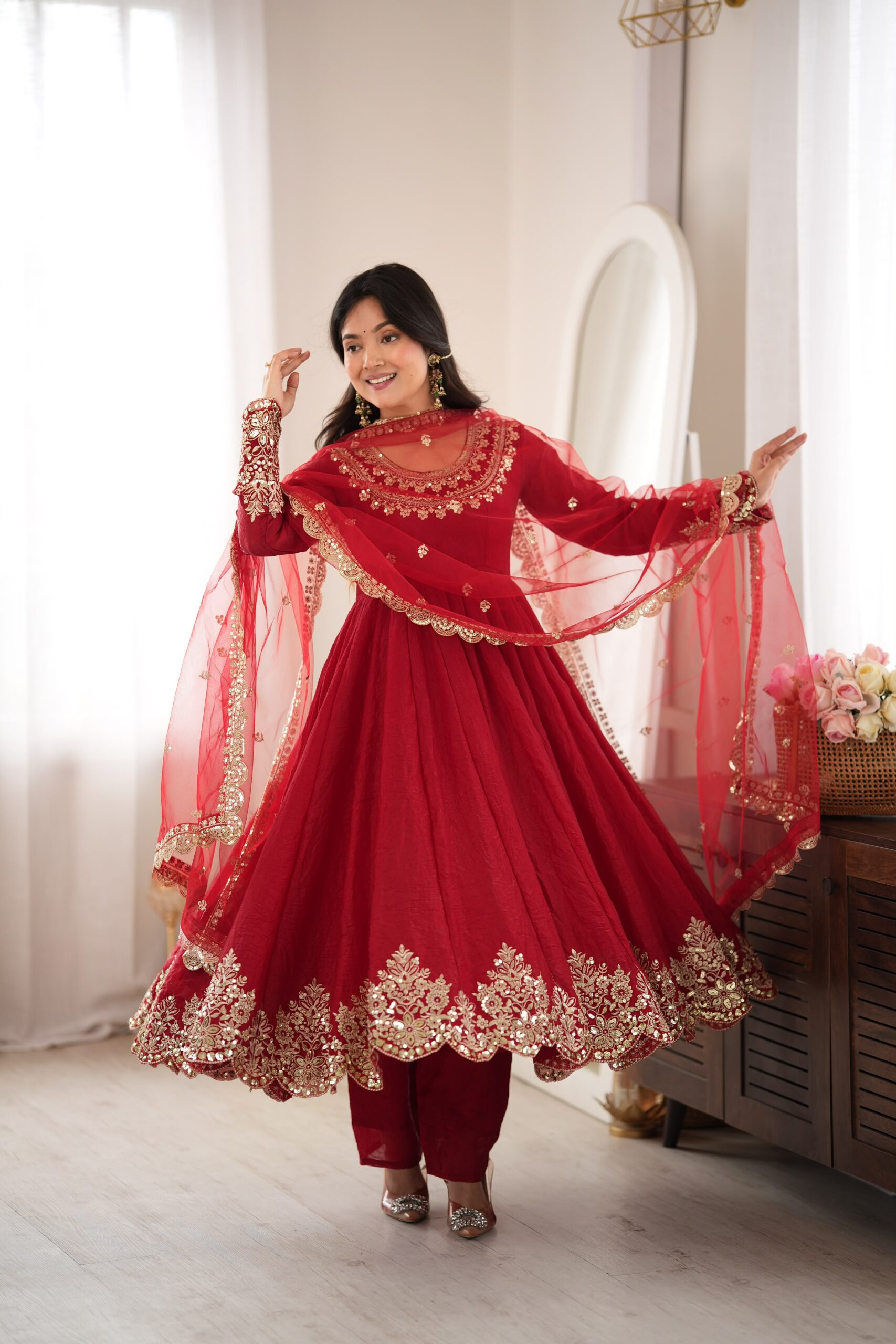SR 1723 Maroon Doremon Crush Gown with Lace Work & Mirror Work. Exclusive Offer ₹2449. Delivery 4-6 Working Days. Shop now. | Gowns, Bollywood Gowns, Creative Gowns, Designer Gowns, Embroidered Gowns, Party Wear Gowns