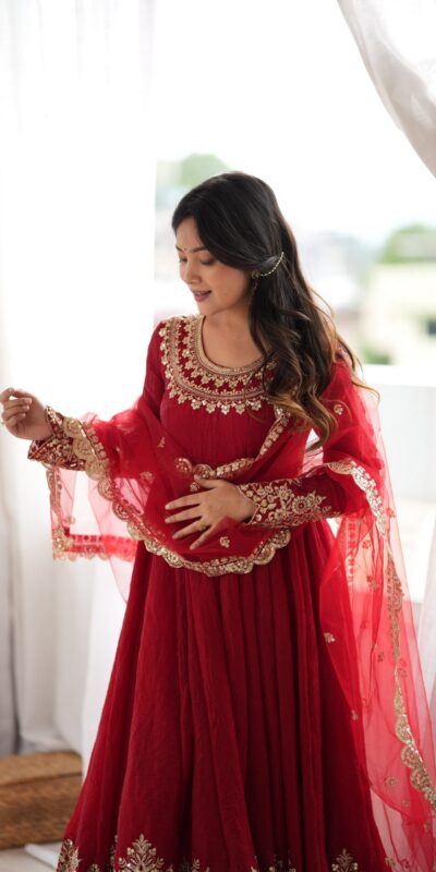 SR 1723 Maroon Doremon Crush Gown with Lace Work & Mirror Work. Exclusive Offer ₹2449. Delivery 4-6 Working Days. Shop now. | Gowns, Bollywood Gowns, Creative Gowns, Designer Gowns, Embroidered Gowns, Party Wear Gowns