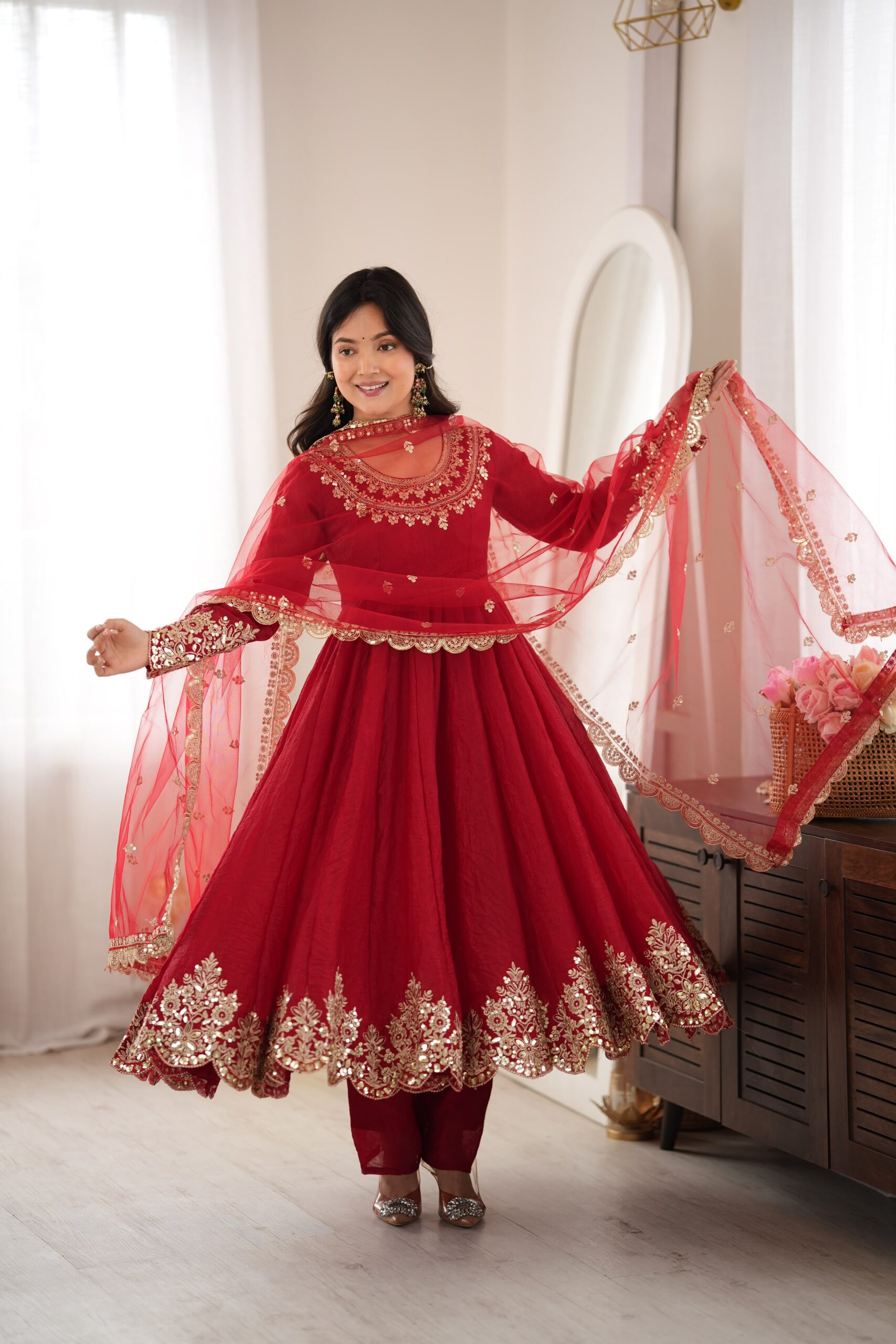 SR 1723 Maroon Doremon Crush Gown with Lace Work & Mirror Work. Exclusive Offer ₹2449. Delivery 4-6 Working Days. Shop now. | Gowns, Bollywood Gowns, Creative Gowns, Designer Gowns, Embroidered Gowns, Party Wear Gowns