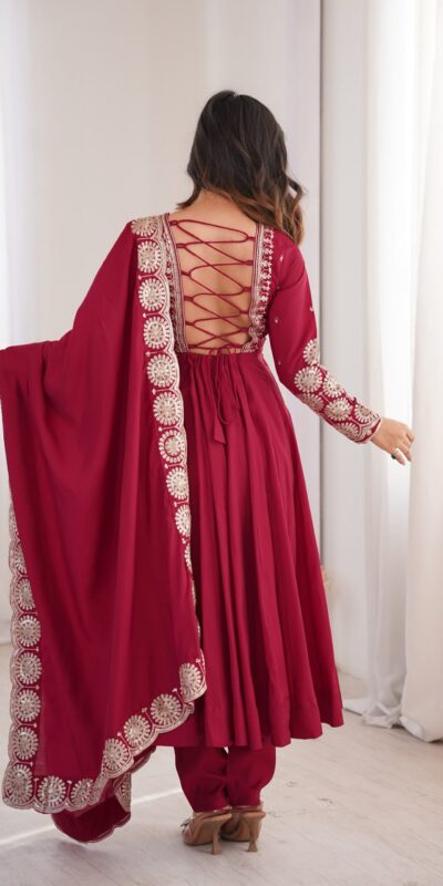 ZF 5026  Maroon Colour Roman Silk Salwar Suit with Embroidery Work. Best Price ₹2399. Delivery 4-6 Working Days. Online Shop now. | Anarkali Suits, Bollywood Anarkali, Creative-Anarkali, Designer Anarkali, Embroidered Anarkali, Party Wear Anarkali
