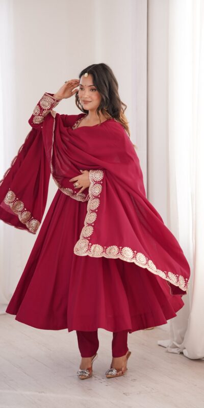 ZF 5026 Maroon Colour Roman Silk Salwar Suit with Embroidery Work. Best Price ₹2399. Delivery 4-6 Working Days. Online Shop now. | Anarkali Suits, Bollywood Anarkali, Creative-Anarkali, Designer Anarkali, Embroidered Anarkali, Party Wear Anarkali