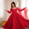 SRK 5355 Red Doremon Crush Gown with Lace Work & Mirror Work. Exclusive Offer ₹2099. Delivery 4-6 Working Days. Shop now. | Gowns, Bollywood Gowns, Creative Gowns, Designer Gowns, Embroidered Gowns, Party Wear Gowns