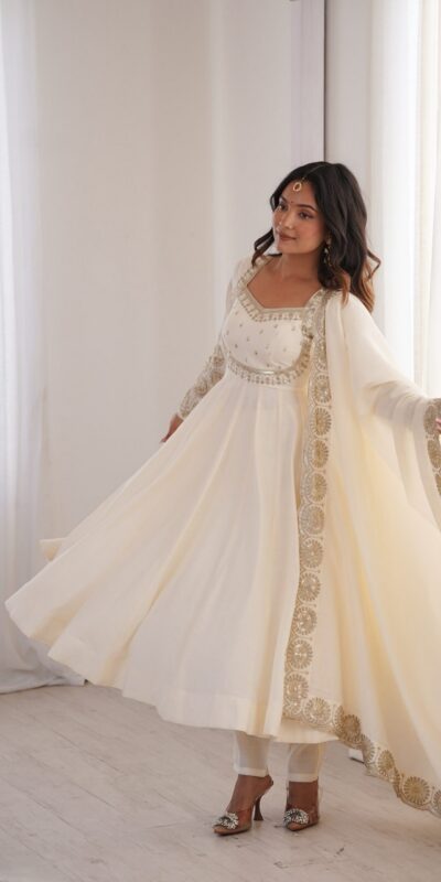 ZF 5026 White Colour Roman Silk Salwar Suit with Embroidery Work. Best Price ₹2399. Delivery 4-6 Working Days. Online Shop now. | Anarkali Suits, Bollywood Anarkali, Creative-Anarkali, Designer Anarkali, Embroidered Anarkali, Party Wear Anarkali