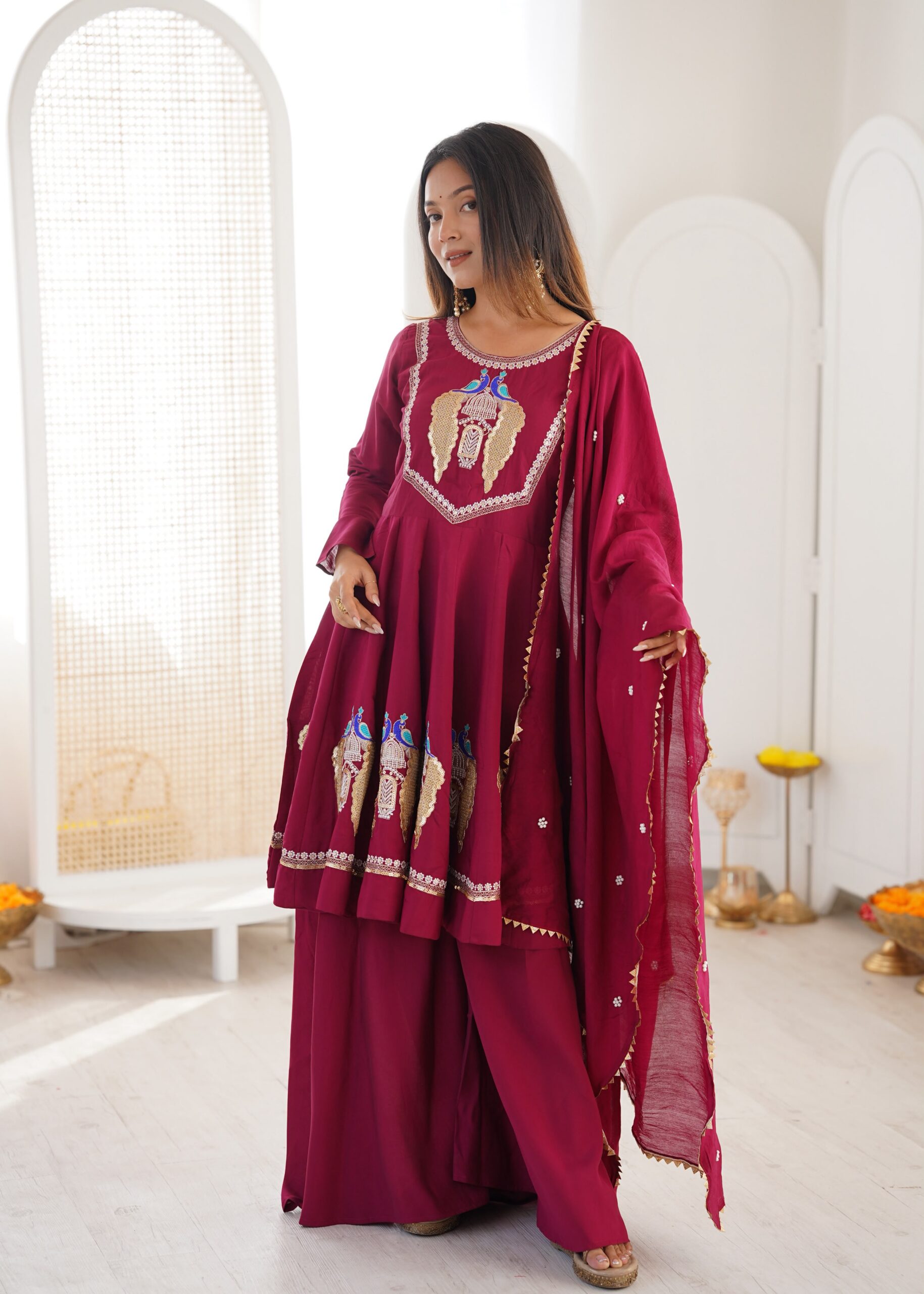 NSR 916 Maroon Roman Silk Salwar Suit with Sequins Work & Embroidery Work. Available at ₹2399 only. Delivery 4-6 Working Days. Shop now. | Jump Suits, Salwar suit, Casual Suits, Creative suits, Designer Suits, Palazzo Suits, Party Wear Suits, Patiala Suits, Straight Suits