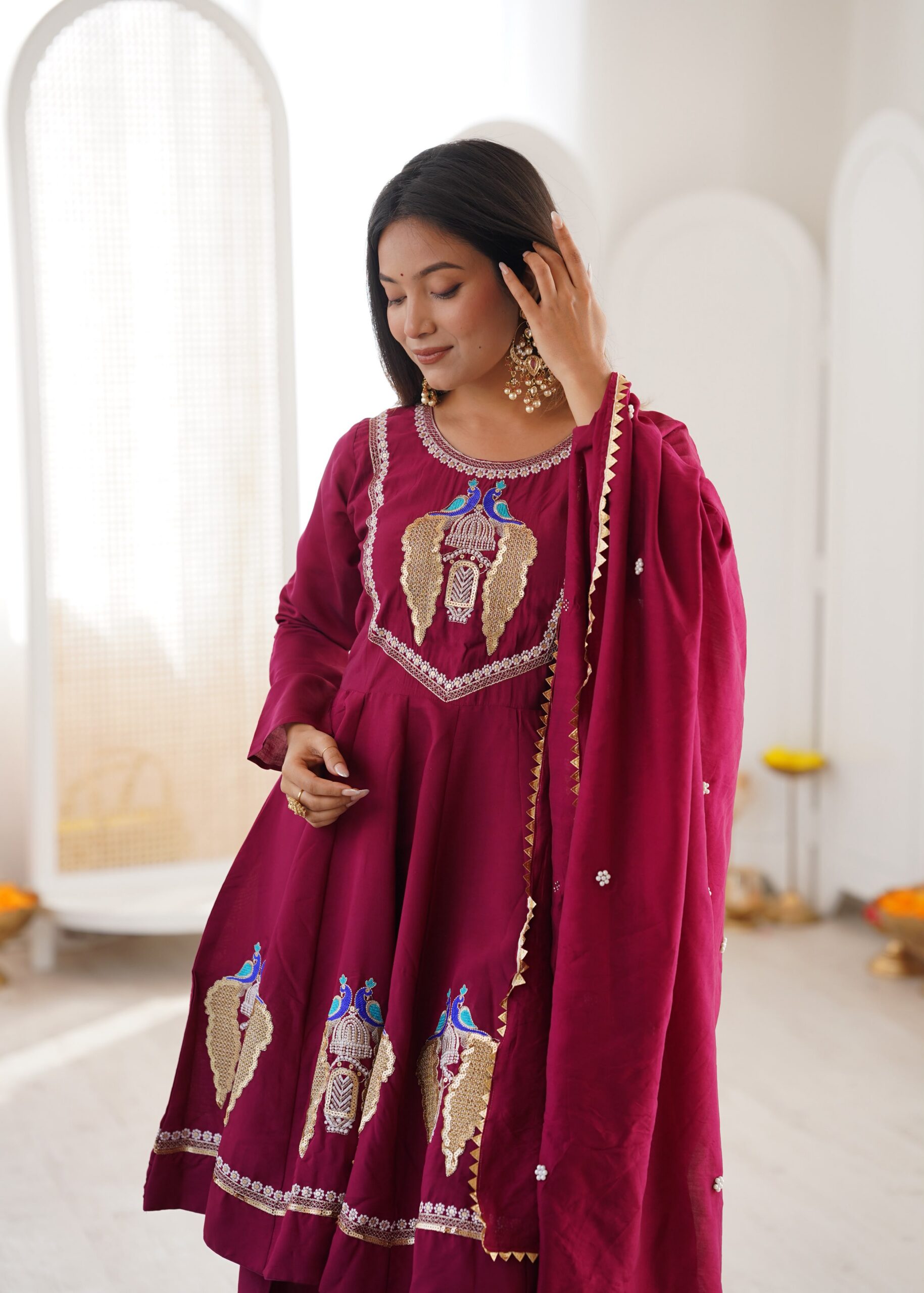 NSR 916 Maroon Roman Silk Salwar Suit with Sequins Work & Embroidery Work. Available at ₹2399 only. Delivery 4-6 Working Days. Shop now. | Jump Suits, Salwar suit, Casual Suits, Creative suits, Designer Suits, Palazzo Suits, Party Wear Suits, Patiala Suits, Straight Suits