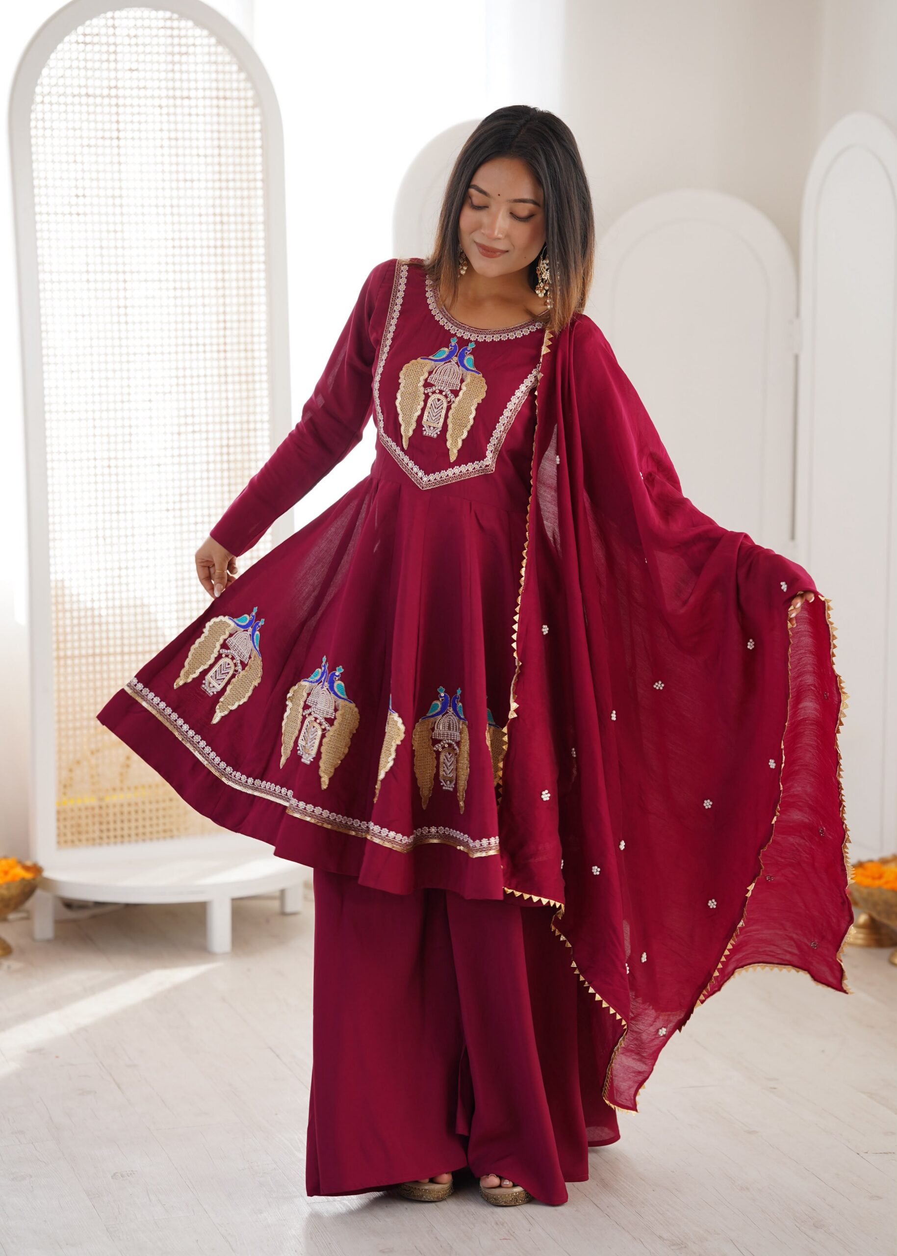 NSR 916 Maroon Roman Silk Salwar Suit with Sequins Work & Embroidery Work. Available at ₹2399 only. Delivery 4-6 Working Days. Shop now. | Jump Suits, Salwar suit, Casual Suits, Creative suits, Designer Suits, Palazzo Suits, Party Wear Suits, Patiala Suits, Straight Suits