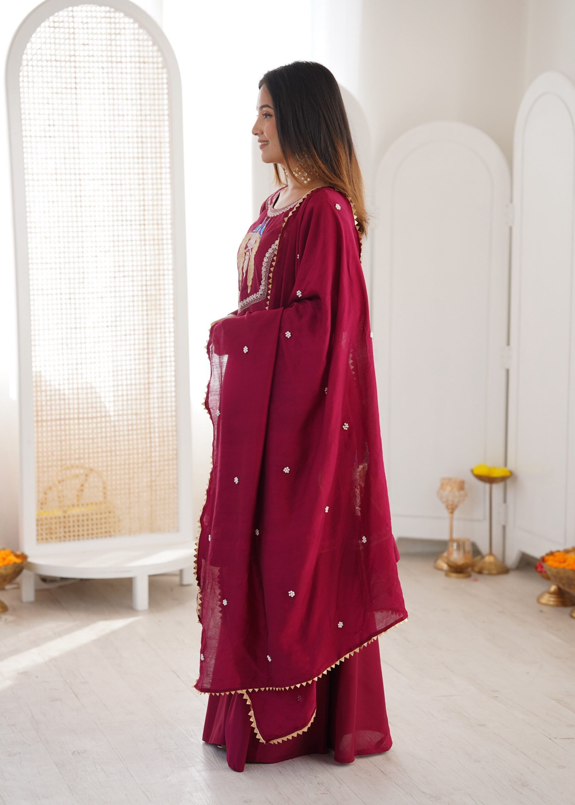 NSR 916 Maroon Roman Silk Salwar Suit with Sequins Work & Embroidery Work. Available at ₹2399 only. Delivery 4-6 Working Days. Shop now. | Jump Suits, Salwar suit, Casual Suits, Creative suits, Designer Suits, Palazzo Suits, Party Wear Suits, Patiala Suits, Straight Suits