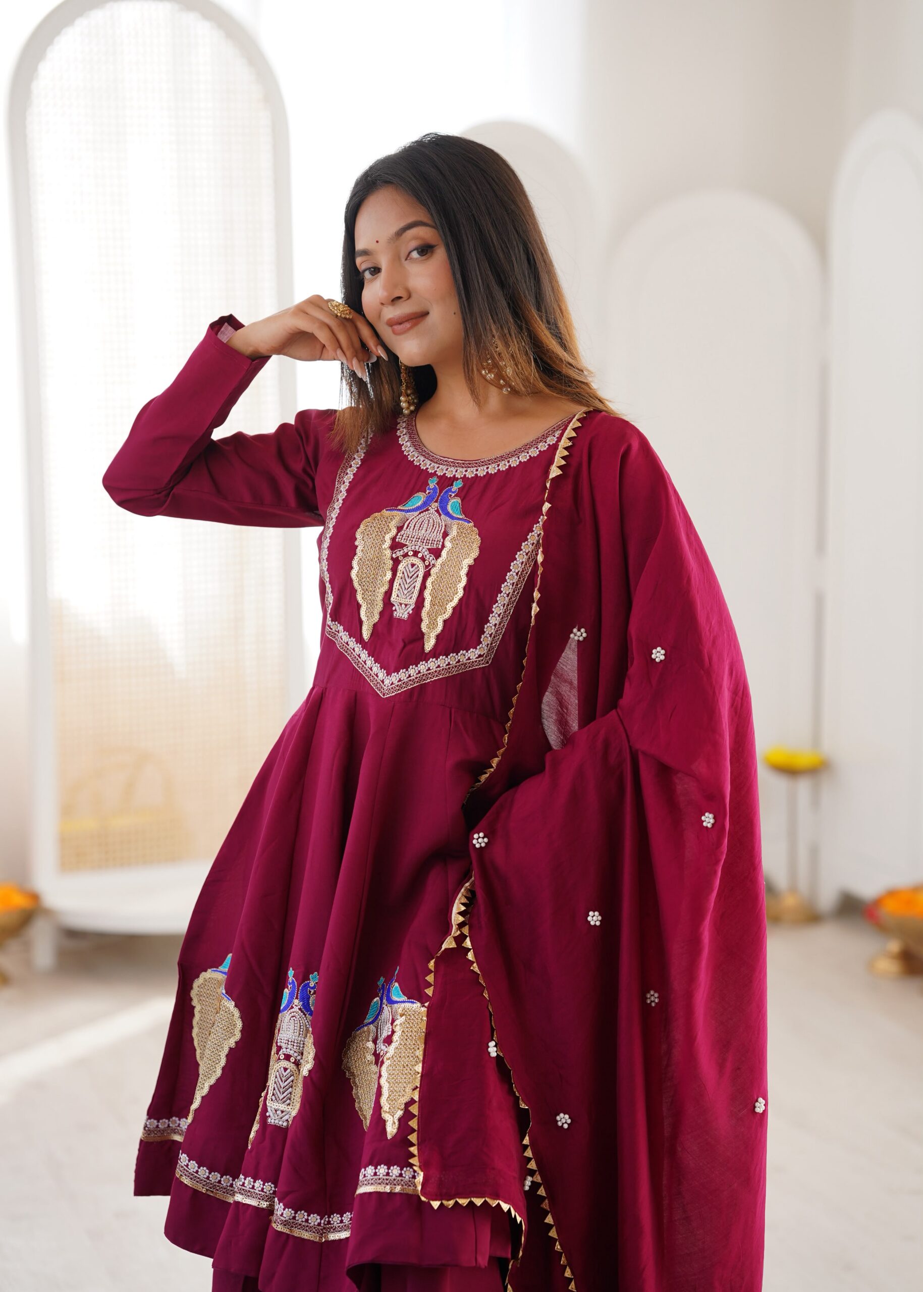NSR 916 Maroon Roman Silk Salwar Suit with Sequins Work & Embroidery Work. Available at ₹2399 only. Delivery 4-6 Working Days. Shop now. | Jump Suits, Salwar suit, Casual Suits, Creative suits, Designer Suits, Palazzo Suits, Party Wear Suits, Patiala Suits, Straight Suits