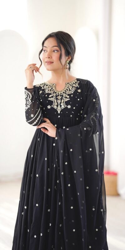 JF 056 Black Faux Georgette Salwar Suit with Mirror Work & Embroidery Work. Get it for ₹2349. Delivery 4-6 Working Days. Shop now. | Jump Suits, Salwar suit, Casual Suits, Creative suits, Designer Suits, Palazzo Suits, Party Wear Suits, Patiala Suits, Straight Suits