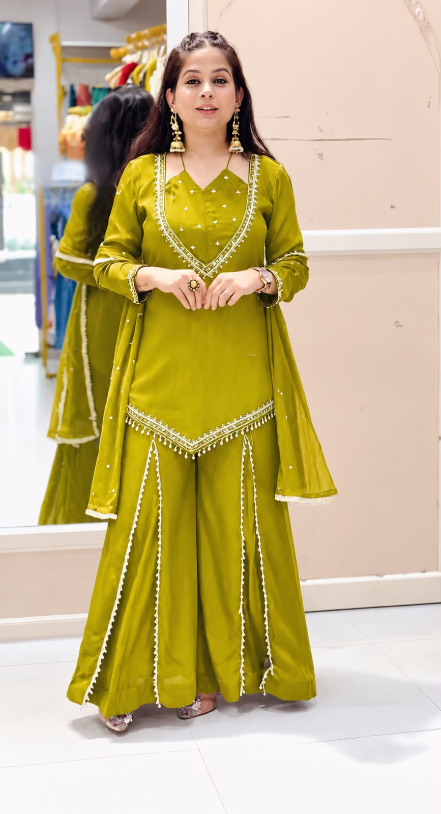 JF 054 Mehendi Color Roman Silk Salwar Suit with Embroidery Work. Available at ₹2399 only. Delivery 4-6 Working Days. Shop now. | Jump Suits, Salwar suit, Casual Suits, Creative suits, Designer Suits, Palazzo Suits, Party Wear Suits, Patiala Suits, Straight Suits