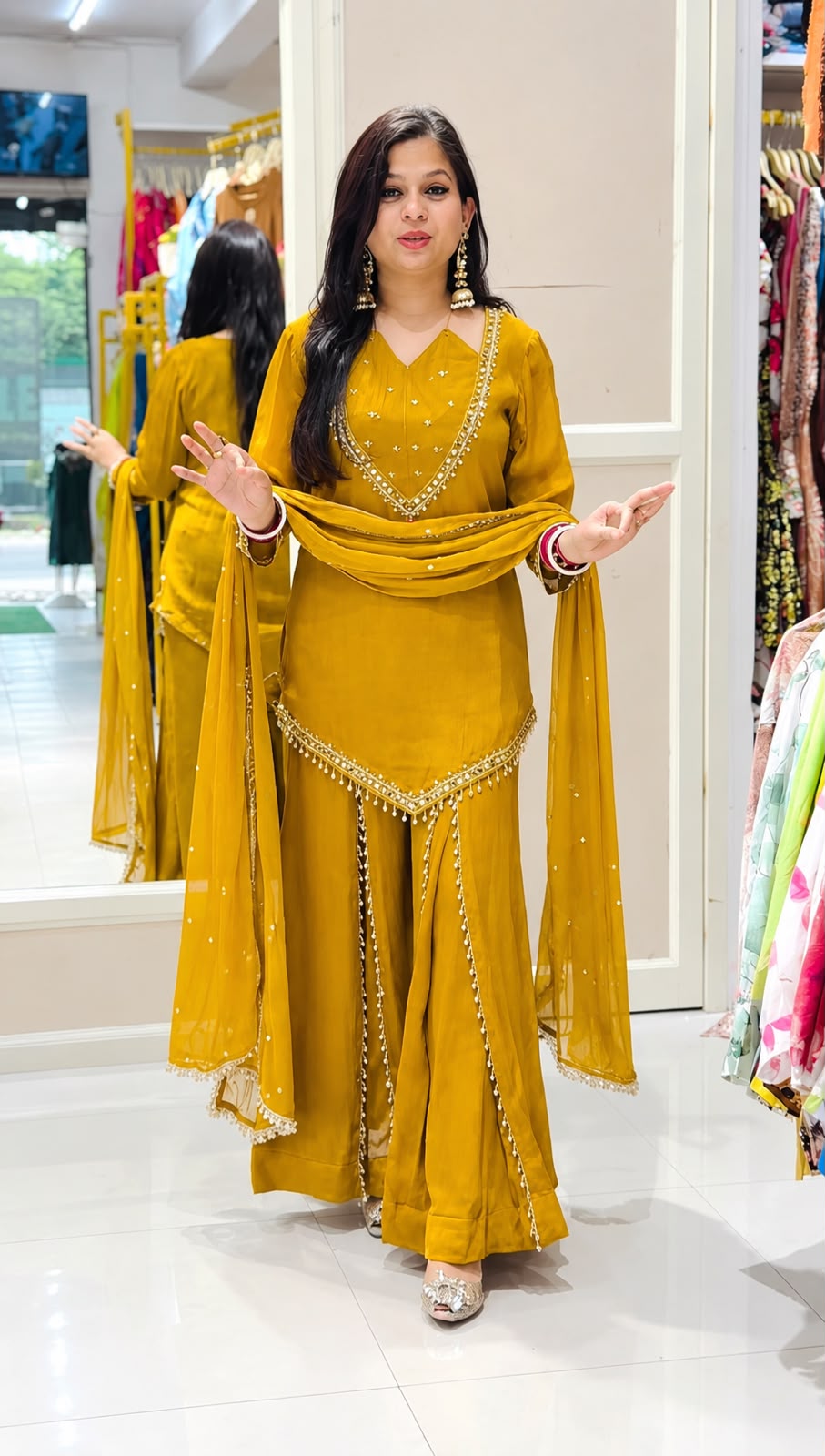 JF 054 Mustered Color Roman Silk Salwar Suit with Embroidery Work. Available at ₹2399 only. Delivery 4-6 Working Days. Shop now. | Jump Suits, Salwar suit, Casual Suits, Creative suits, Designer Suits, Palazzo Suits, Party Wear Suits, Patiala Suits, Straight Suits