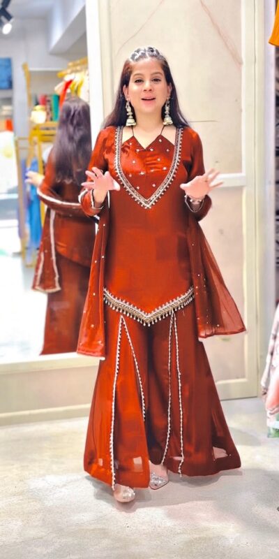 JF 054 Rust Color Roman Silk Salwar Suit with Embroidery Work. Available at ₹2399 only. Delivery 4-6 Working Days. Shop now. | Jump Suits, Salwar suit, Casual Suits, Creative suits, Designer Suits, Palazzo Suits, Party Wear Suits, Patiala Suits, Straight Suits