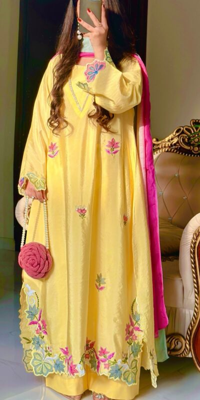 MF 544 Yellow Ho Silk Salwar Suit with Sequins Work & Embroidery Work. Grab it for ₹2349. Delivery 4-6 Working Days. Shop now. | Jump Suits, Salwar suit, Casual Suits, Creative suits, Designer Suits, Palazzo Suits, Party Wear Suits, Patiala Suits, Straight Suits