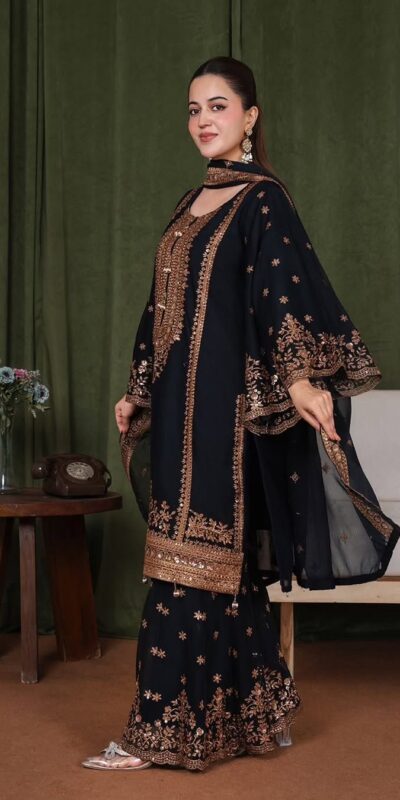 NSR 890 Black Fendy Silk Salwar Suitwith Embroidery Work & Lace Work. Now at just ₹2399. Delivery 4-6 Working Days. Shop now. | Jump Suits, Salwar suit, Casual Suits, Creative suits, Designer Suits, Palazzo Suits, Party Wear Suits, Patiala Suits, Straight Suits