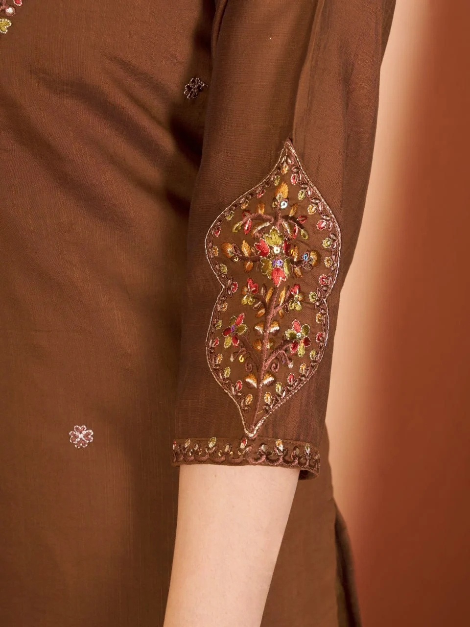 Alluring Brown Marina Silk Thread Work Salwar Suit - Image 6