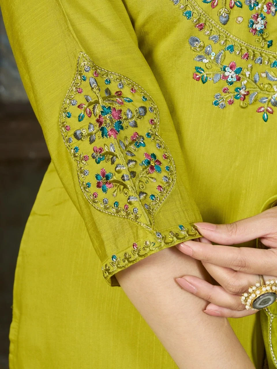Alluring Light Green Marina Silk Thread Work Salwar Suit - Image 6
