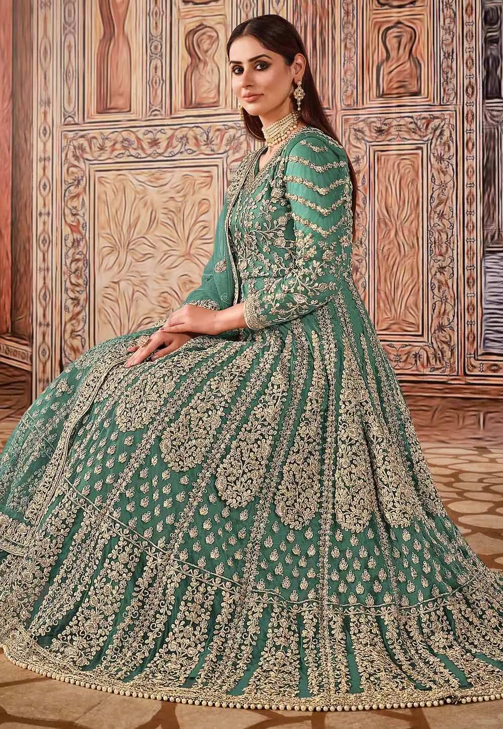 Super Blue Butterfly Net Sequins Work Salwar Suit - Image 5
